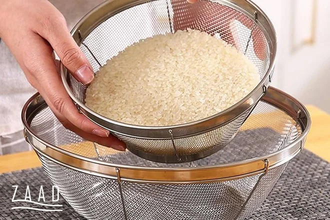 برنج داخل آبکش