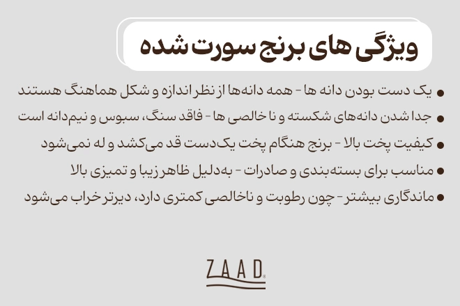 ویژگی های برنج سورت شده